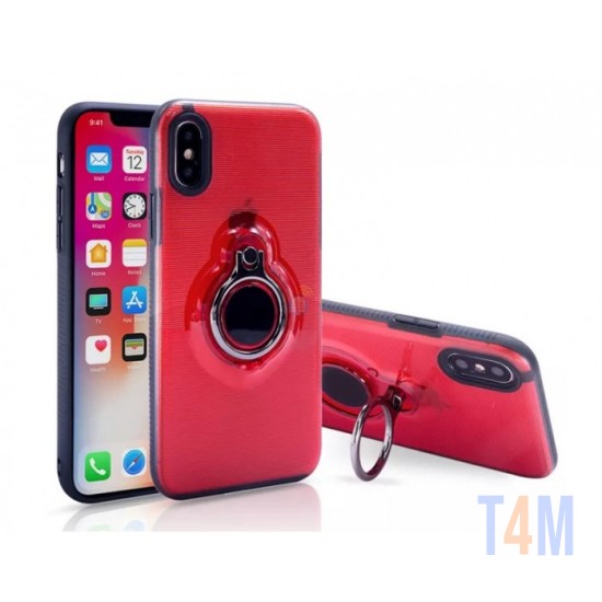 CAPA SUPORTE DE ANEL APPLE IPHONE XS RED